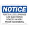 Signmission OSHA Notice, 5" Height, Place All Cell Phones And Electronic Devices Sign, 7" X 5", Landscape OS-NS-D-57-L-17307 - alternate 1